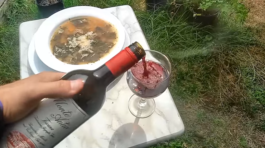 Pouring glass of wine