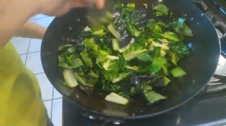 Stir frying Bok Choy